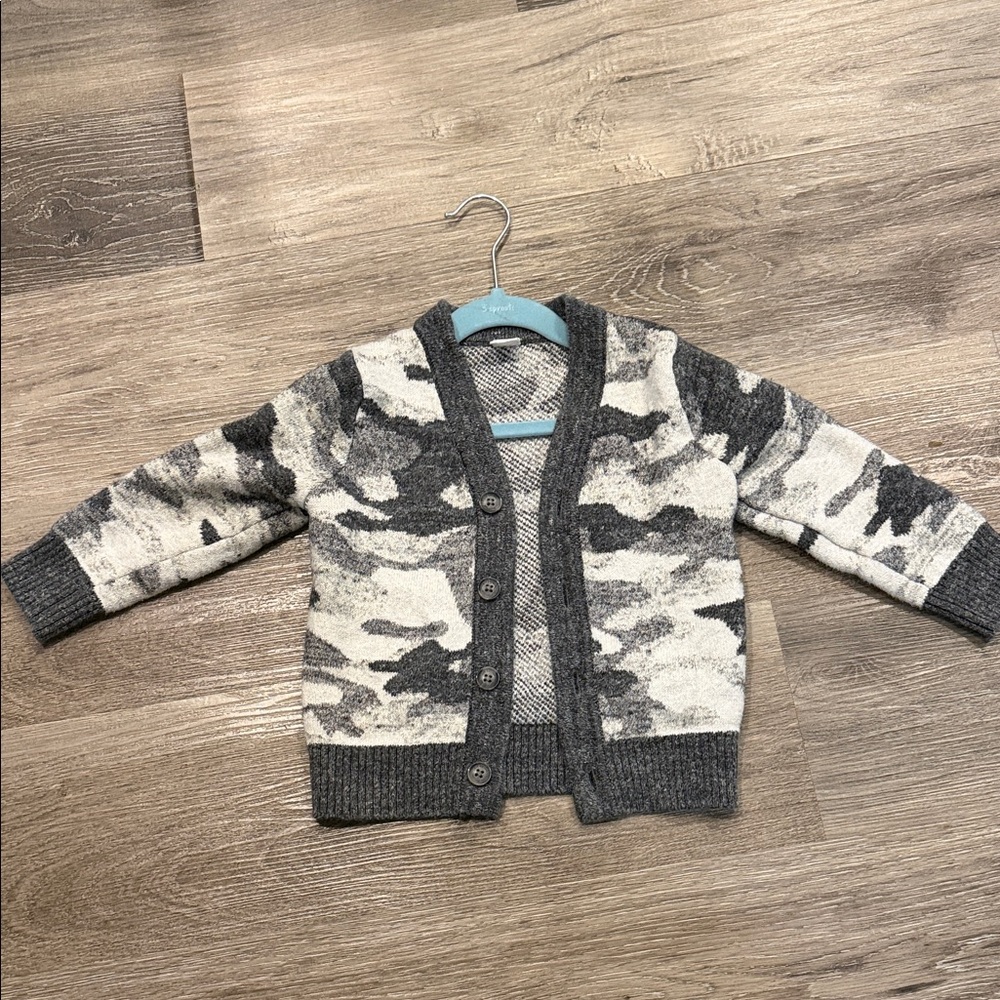 Gap Kids Camo Cardigan Sweater - Gray